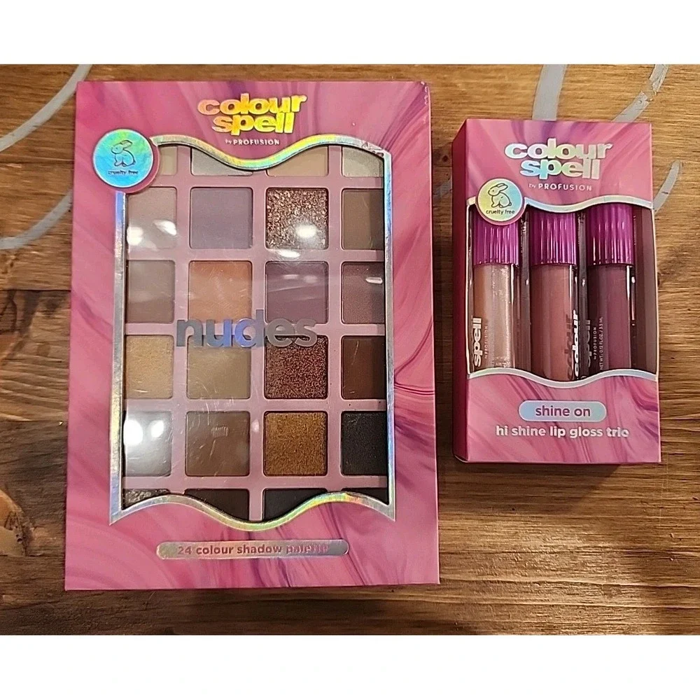 NEW Color Spell Eyeshadow NUDE Palette‎ & SHINE ON Lip Gross Set